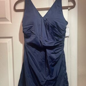 NEW Denim & Co. Beach V-Neck Wrap Front Swim Dress; Size: 8